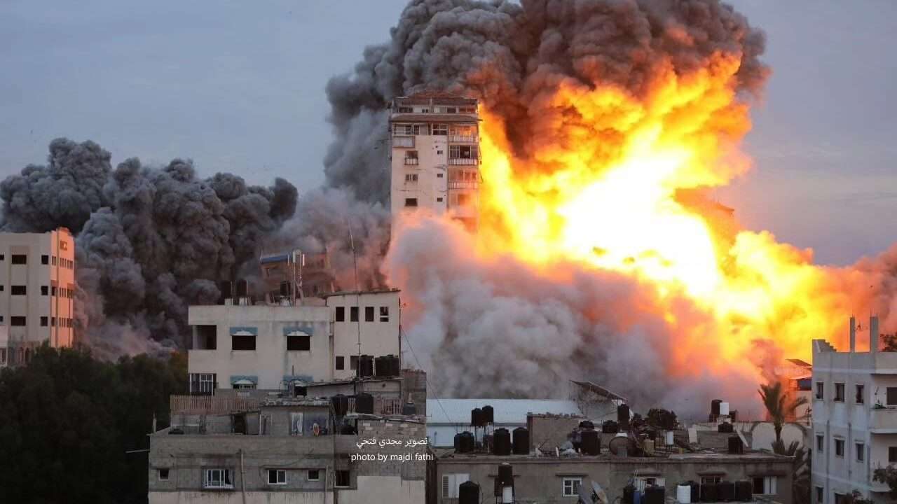 Israeli Occupation Air Strikes Raid Out Palestine Tower, Gaza