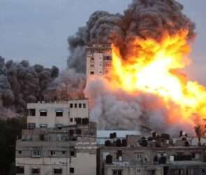 Israeli Occupation Air Strikes Raid Out Palestine Tower, Gaza